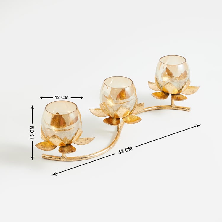 Corsica Fest Set of 3 Glass Lotus T-Light Holders