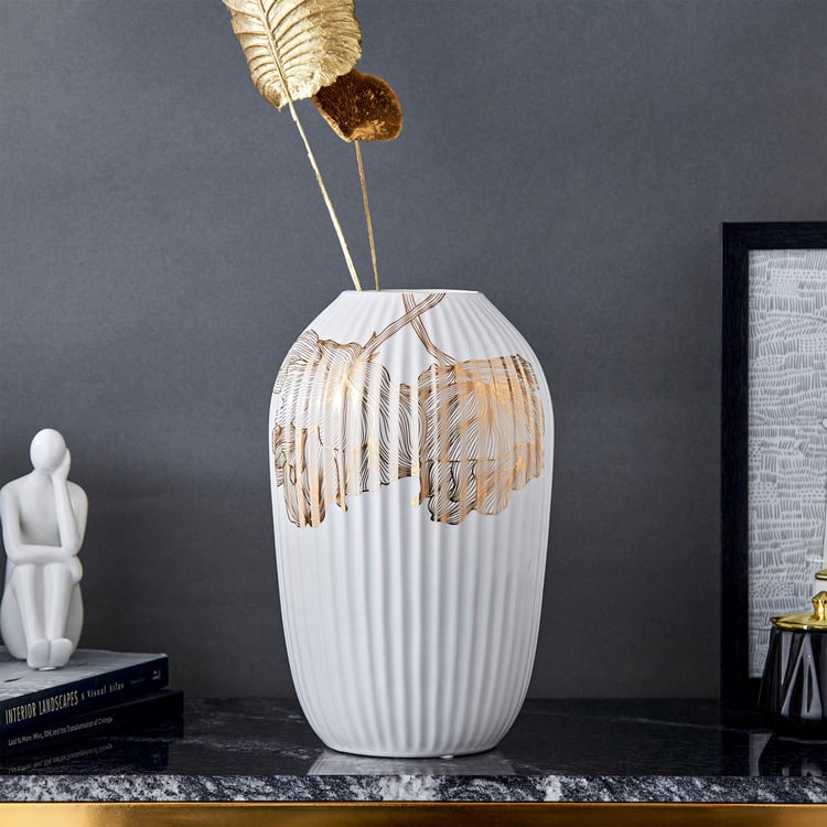 Glitz D�cor Ceramic Ribbed Vase