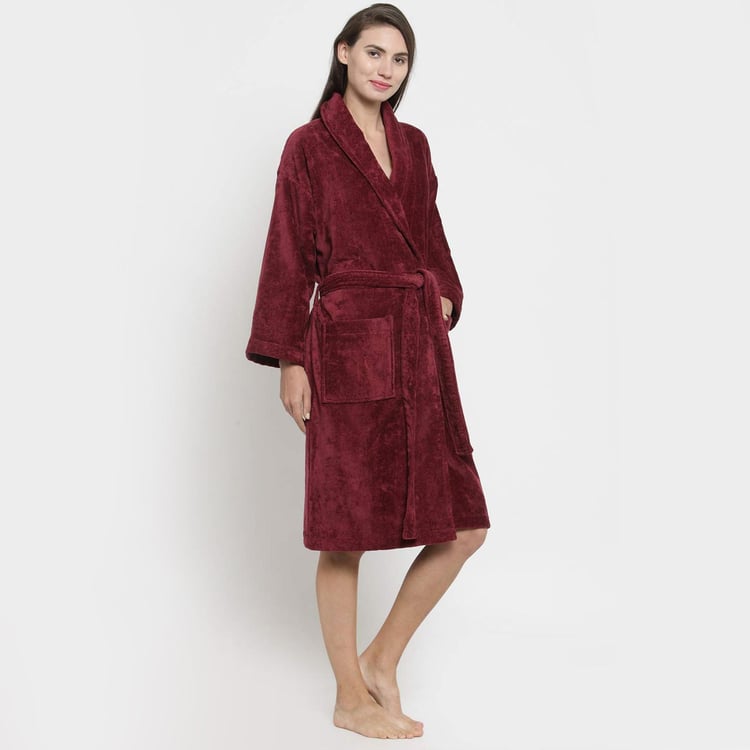 Buy TRIDENT Classic Red Solid Cotton Bathrobe from Trident at just INR ...