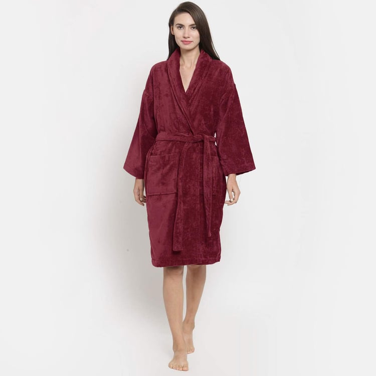 Buy TRIDENT Classic Red Solid Cotton Bathrobe from Trident at just INR ...