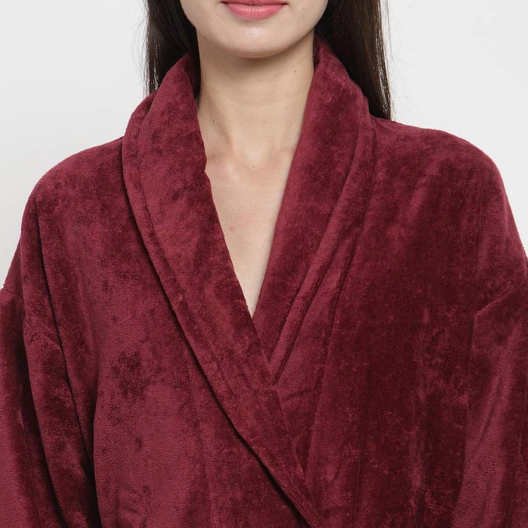 Buy TRIDENT Classic Red Solid Cotton Bathrobe from Trident at just INR ...