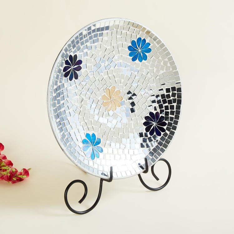 Corsica Mosaic Glass Decorative Plate with Stand