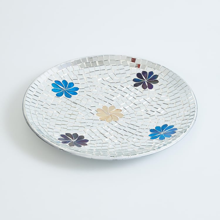 Corsica Mosaic Glass Decorative Plate with Stand