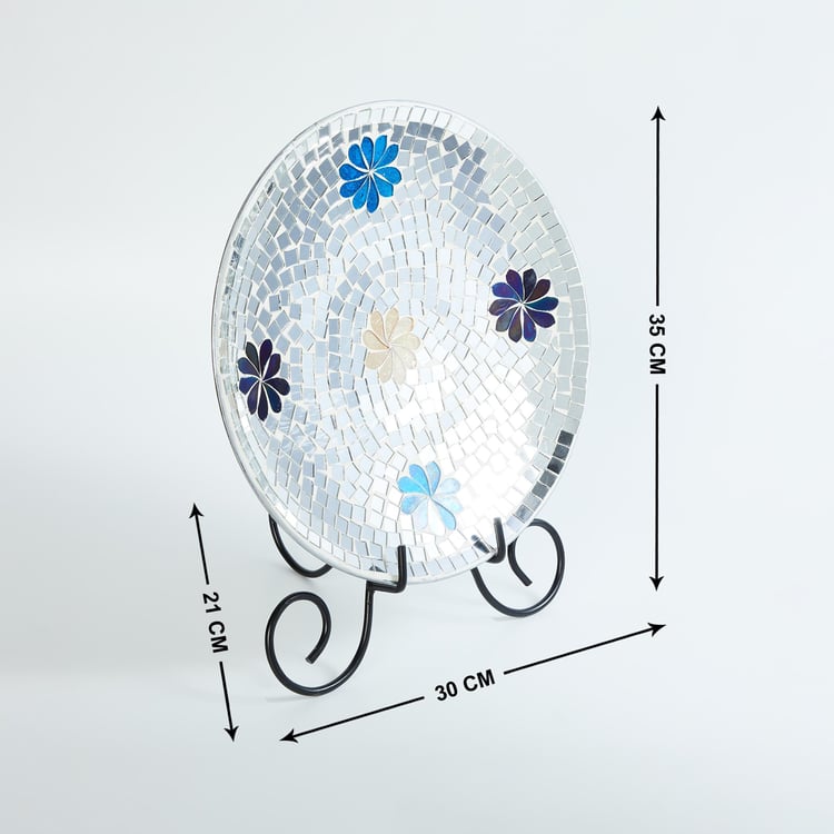 Corsica Mosaic Glass Decorative Plate with Stand