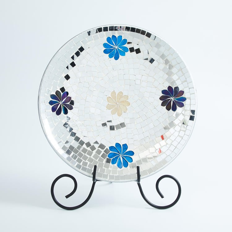 Corsica Mosaic Glass Decorative Plate with Stand