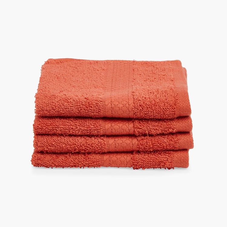 SPACES Colorfas Red Cotton Easy Care Face Towel - 30x30cm - Set of 4