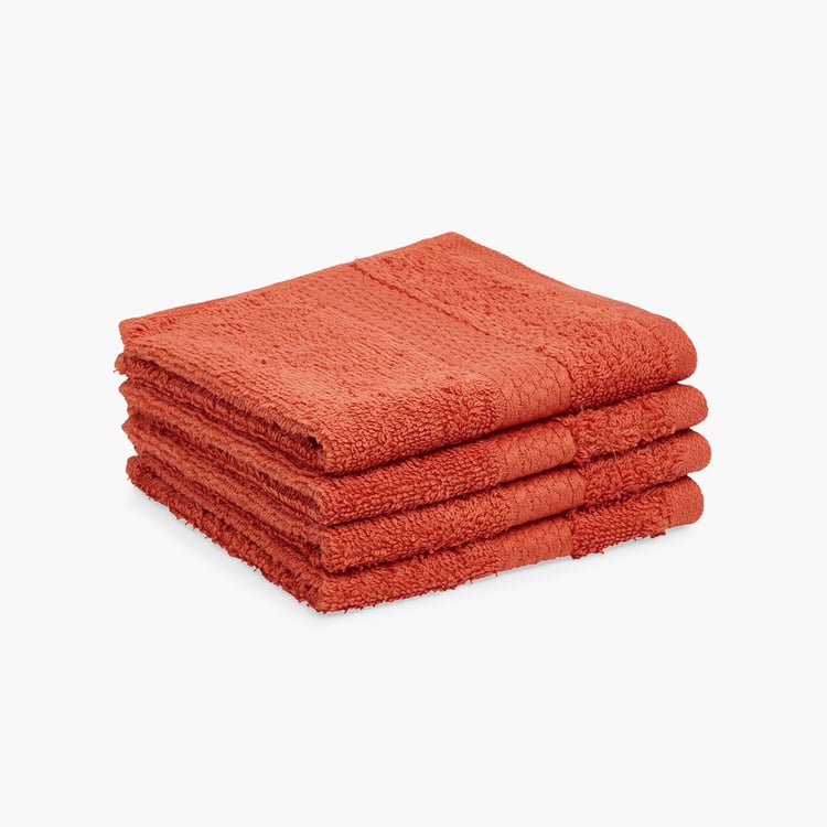 SPACES Colorfas Red Cotton Easy Care Face Towel - 30x30cm - Set of 4