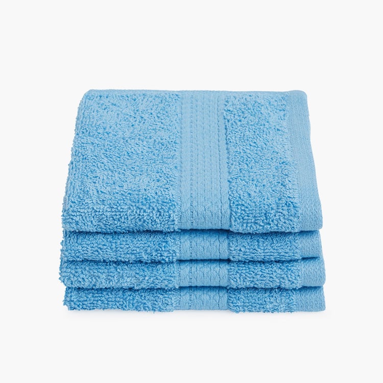 SPACES Colorfas Blue Cotton Easy Care Cotton Face Towel - 30x30cm - Set of 4