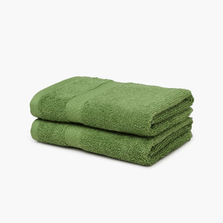 SPACES Colorfas Green Cotton Easy Care Hand Towel - 40x60cm - Set of 2