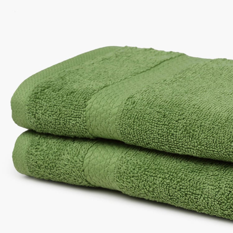 SPACES Colorfas Green Cotton Easy Care Hand Towel - 40x60cm - Set of 2