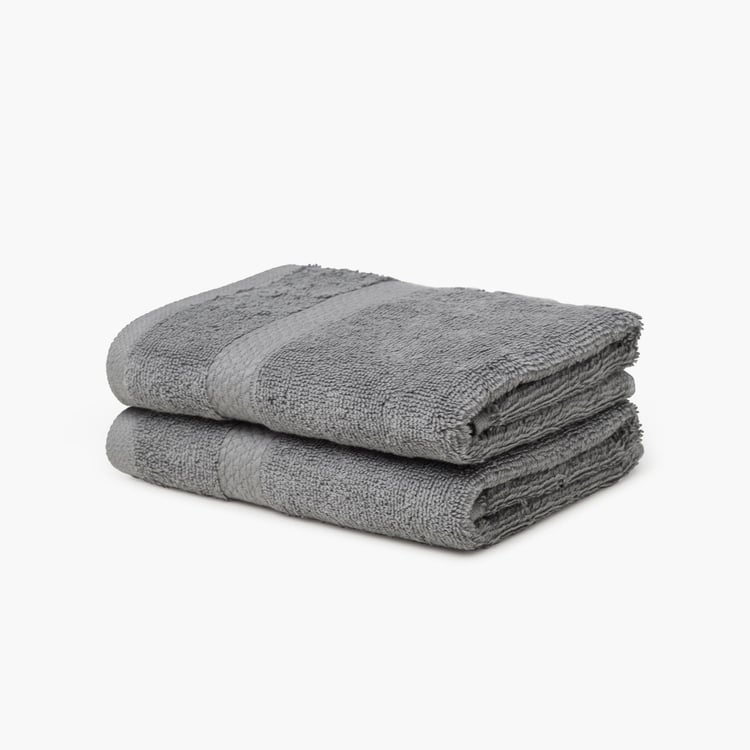 SPACES Colorfas Grey Cotton Easy Care Hand Towel - 40x60cm - Set of 2