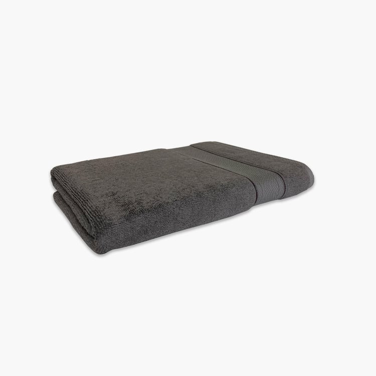 SPACES Econova Dark Grey Textured Cotton Hand Towel - 40x60cm - Set of 2