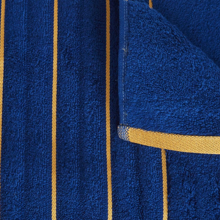 SPACES Exotica Blue Striped Cotton Ribbed Bath Towel - 75x150cm