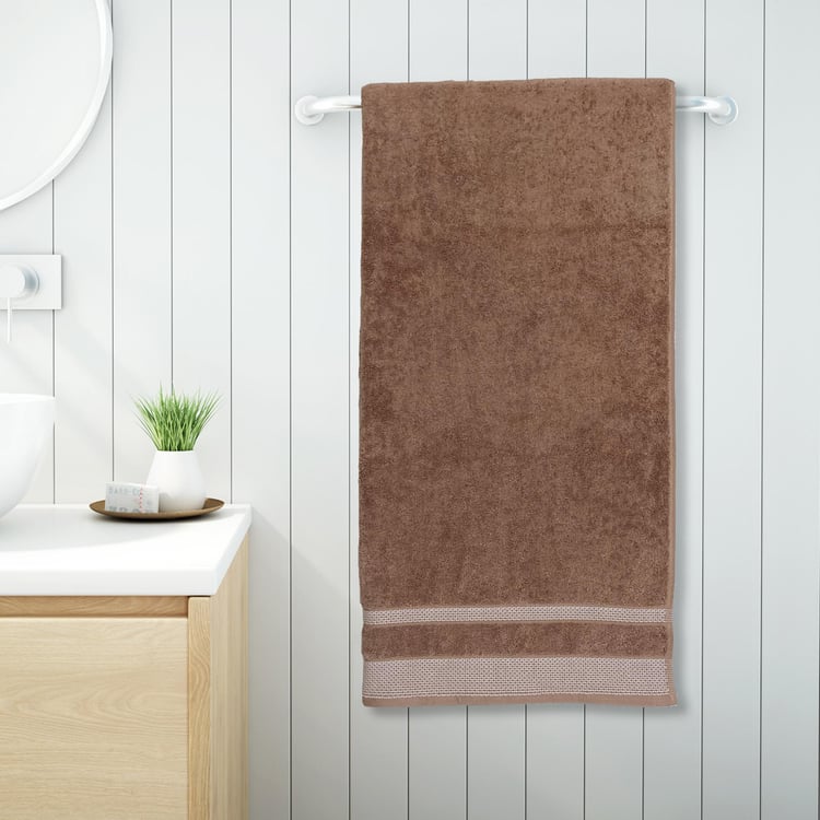 SPACES Hygro Light Brown Textured Cotton Bath Towel - 75x150cm