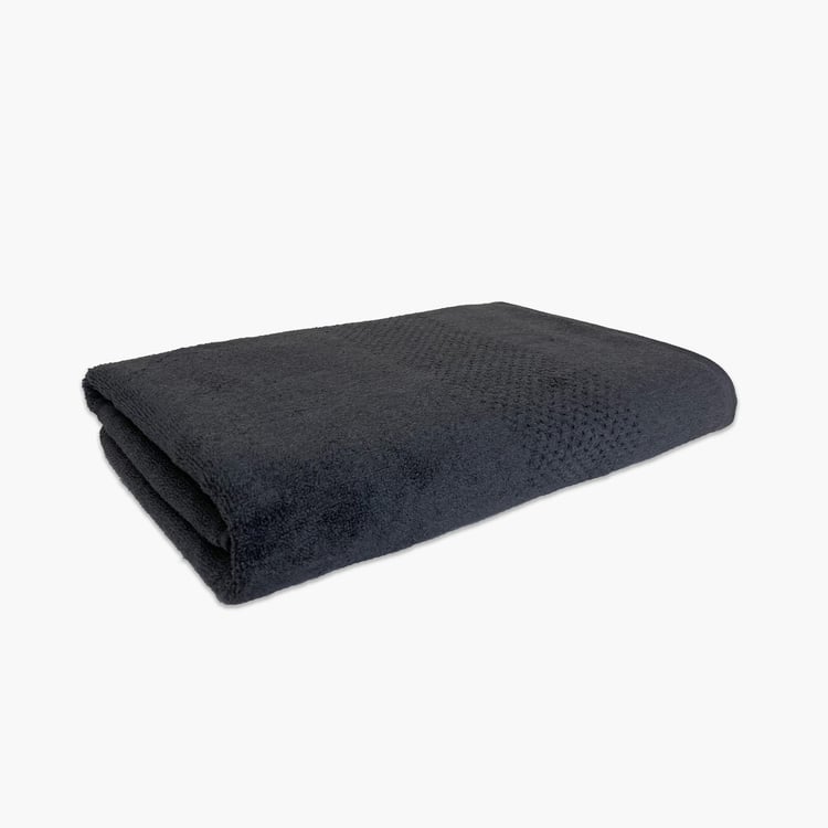 SPACES Swift Dry Black Textured Cotton Bath Towel - 75x150cm