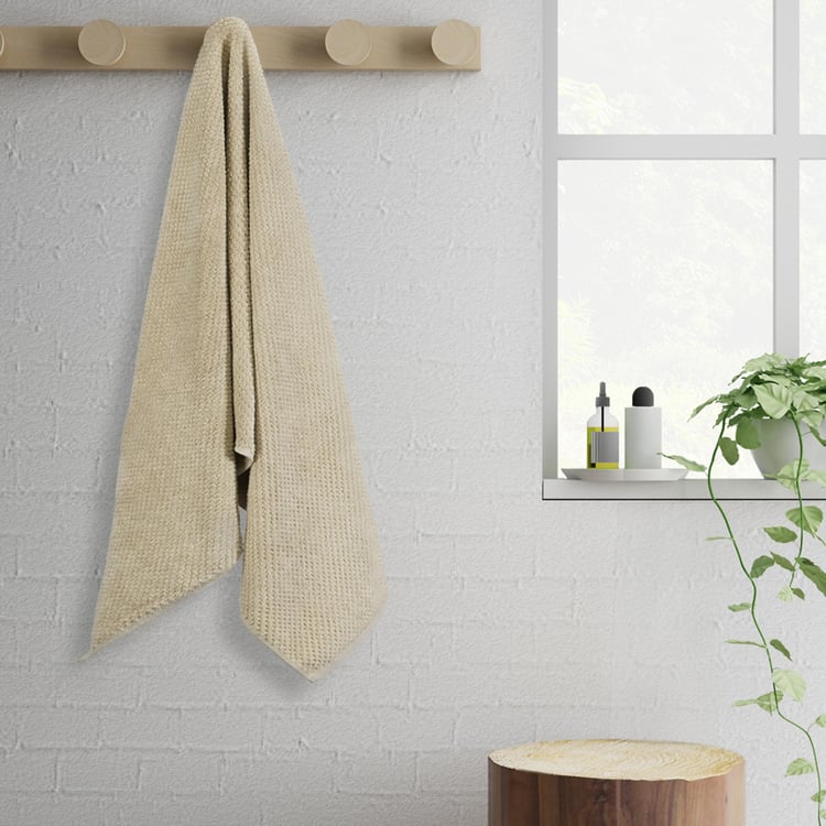 SPACES Swift Dry Beige Textured Cotton Bath Towel - 75x150cm