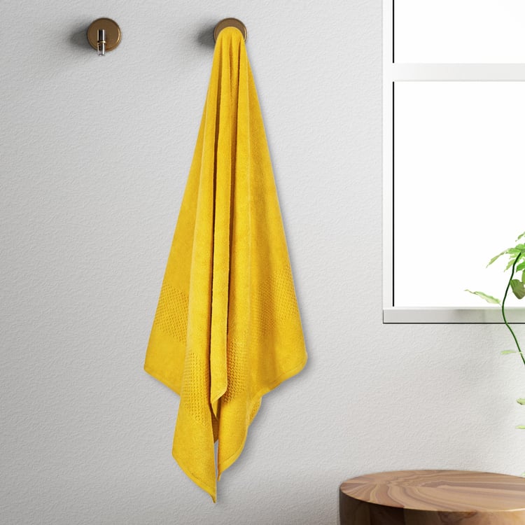 SPACES Swift Dry Yellow Textured Cotton Bath Towel - 75x150cm