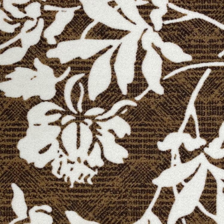 SPACES Unwinders Brown Floral Printed Anti-Skid Nylon Rug - 57x140cm