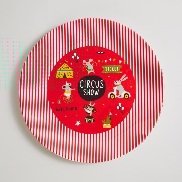 Glee Circus Red Printed Round Melamine Dinner Plate - 27cm