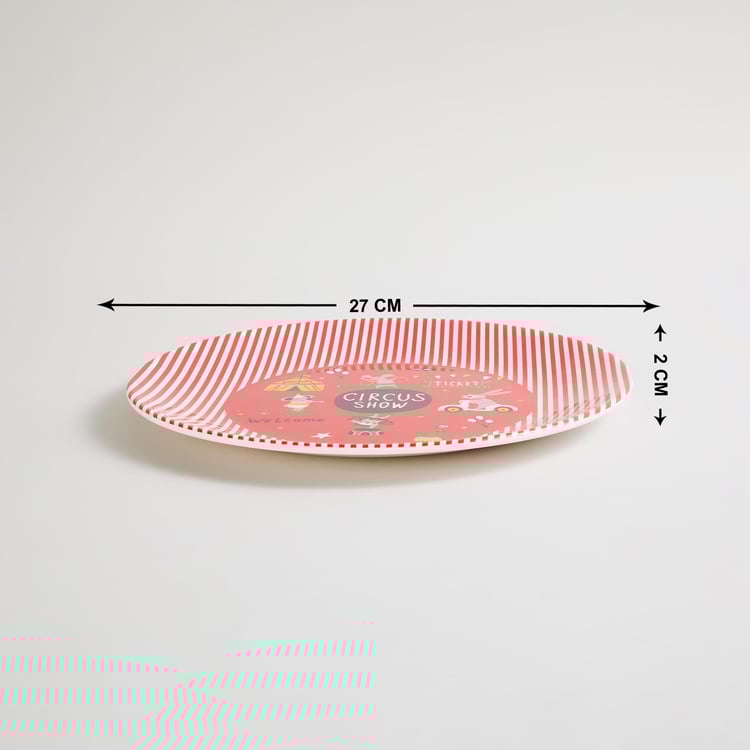 Glee Circus Red Printed Round Melamine Dinner Plate - 27cm