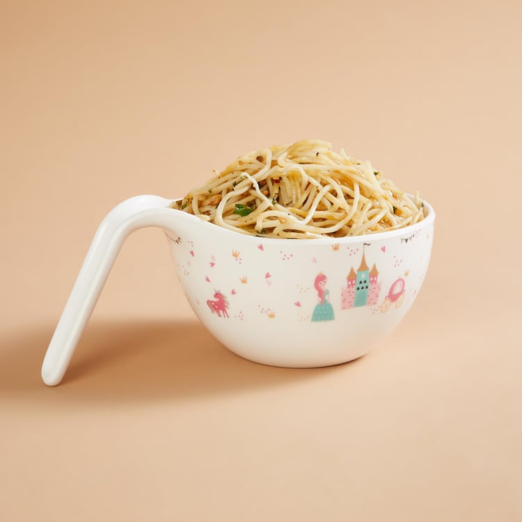 Glee Unicone White Printed Melamine Noodles Bowl - 14cm
