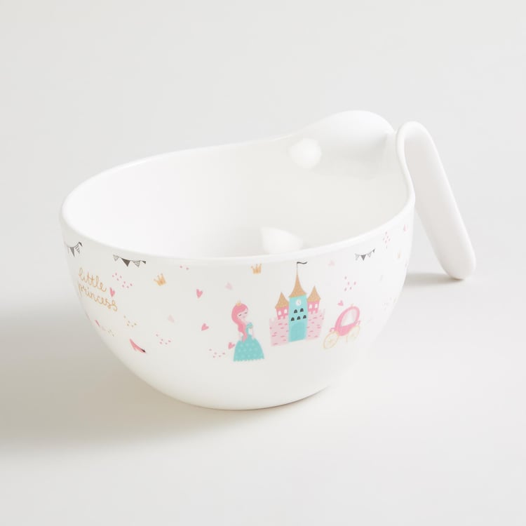 Glee Unicone White Printed Melamine Noodles Bowl - 14cm
