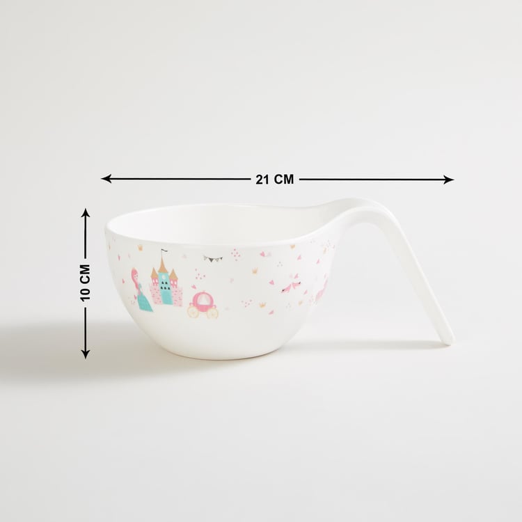 Glee Unicone White Printed Melamine Noodles Bowl - 14cm