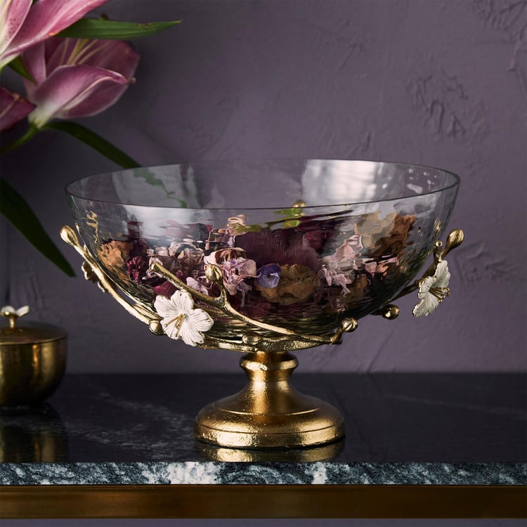 Moksha Glass Floral Decorative Bowl