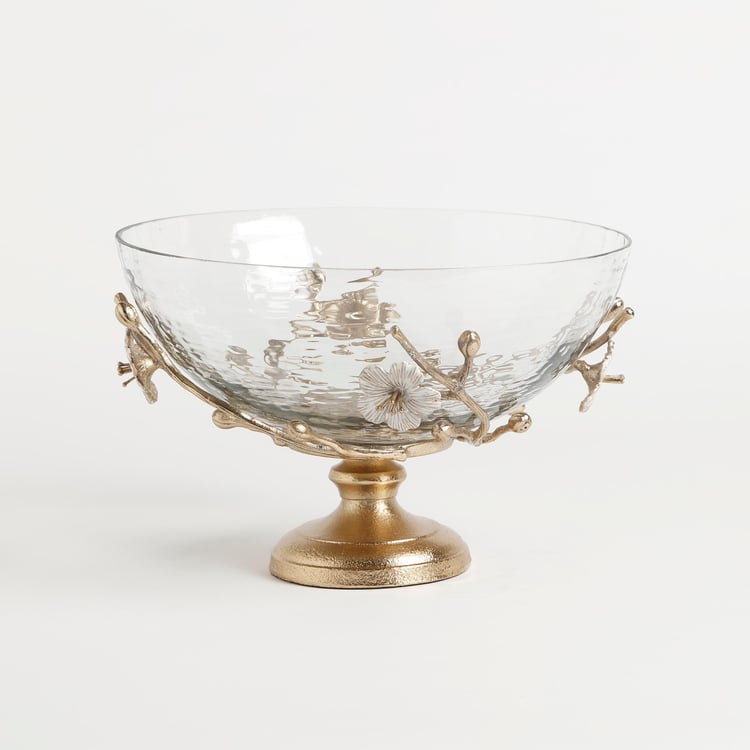 Moksha Glass Floral Decorative Bowl