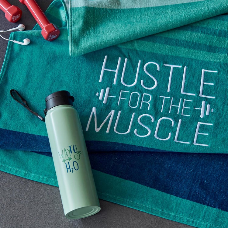 Unwind Cotton Bath Towel and Water Bottle Set - Teal