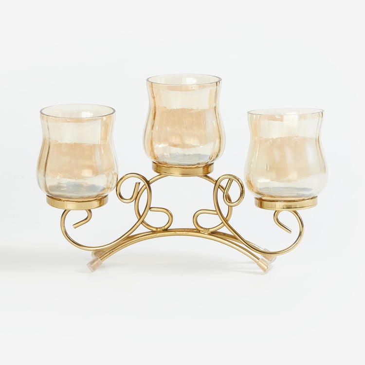 Corsica Fest Set of 3 Glass Candle Holders with Metal Stand