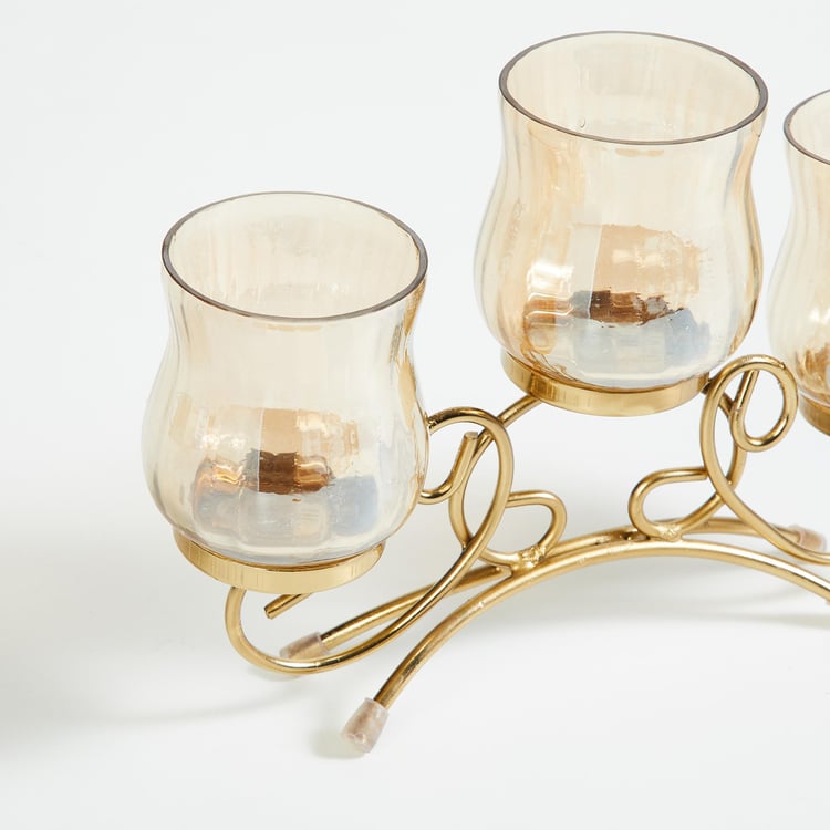 Corsica Fest Set of 3 Glass Candle Holders with Metal Stand