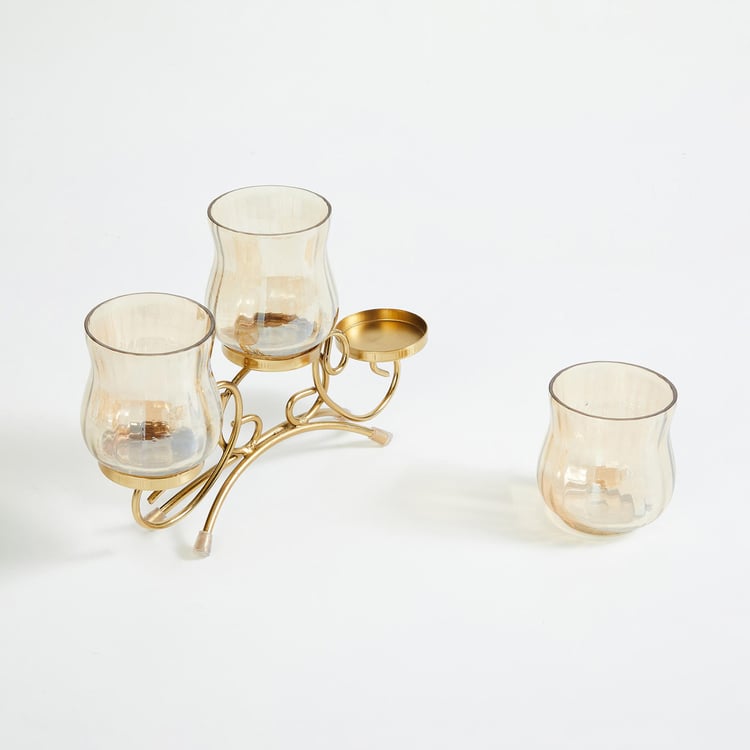 Corsica Fest Set of 3 Glass Candle Holders with Metal Stand