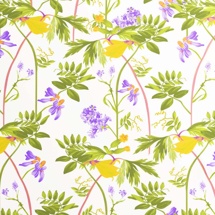 PORTICO Magnum Yellow Floral Printed Cotton Super King Bedsheet Set - 274x274cm - 3Pcs