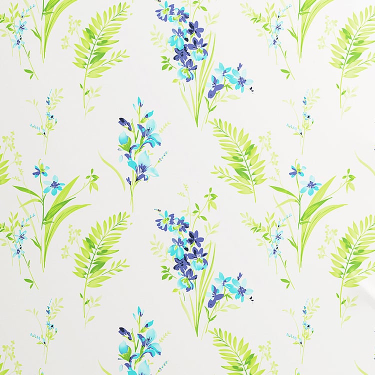 PORTICO Magnum White Floral Printed Cotton Super King Bedsheet Set - 274x274cm - 3Pcs