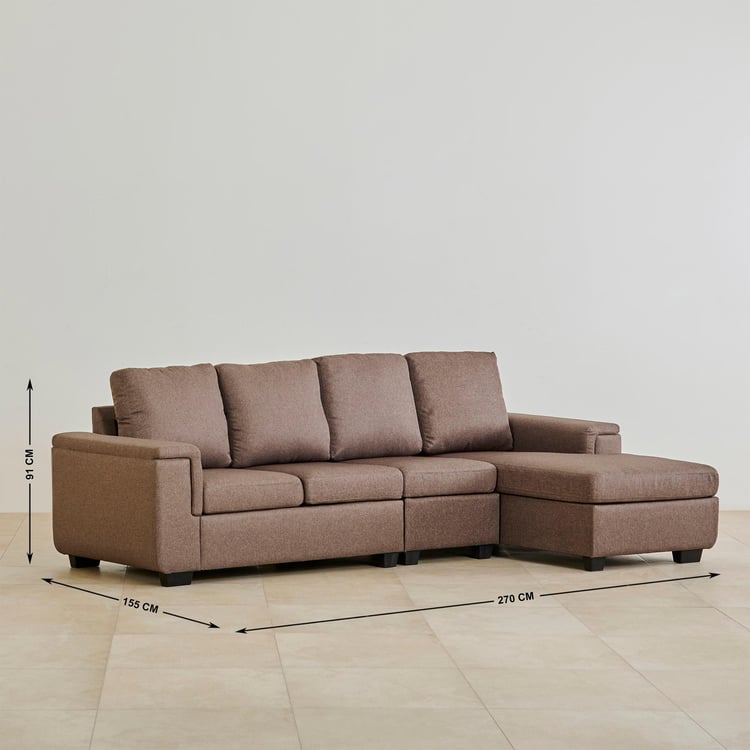 Signature NXT Arden Fabric 3-Seater Sectional Sofa with Right Chaise - Brown