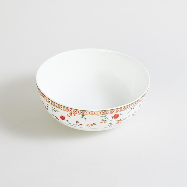 Lucas Floret White Printed Bone China Serving Bowl - 1.21L