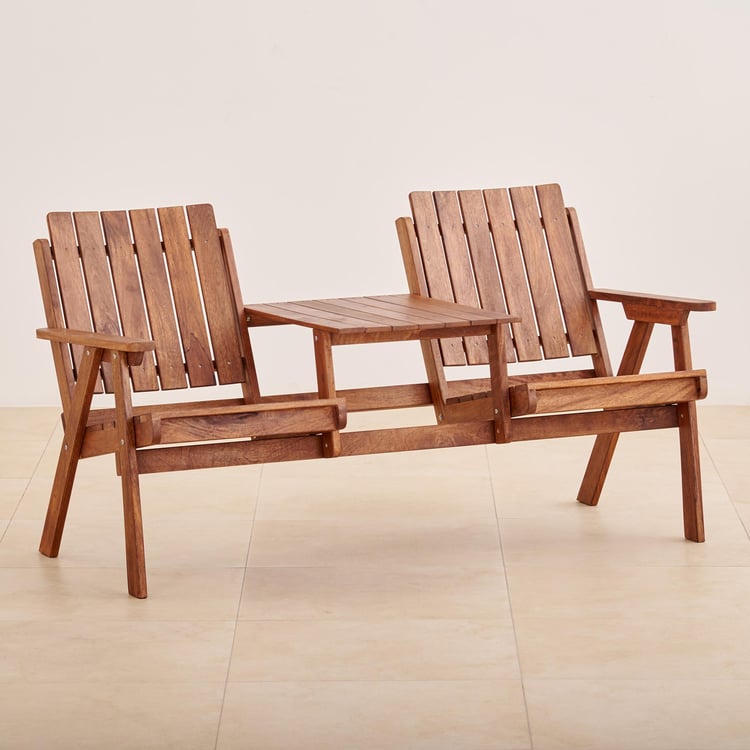 Jack and Jill Mango Wood 2-Seater Outdoor Chair - Brown