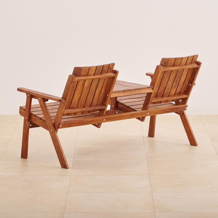 Buy Jack and Jill Mango Wood 2-Seater Outdoor Chair - Brown from Home ...