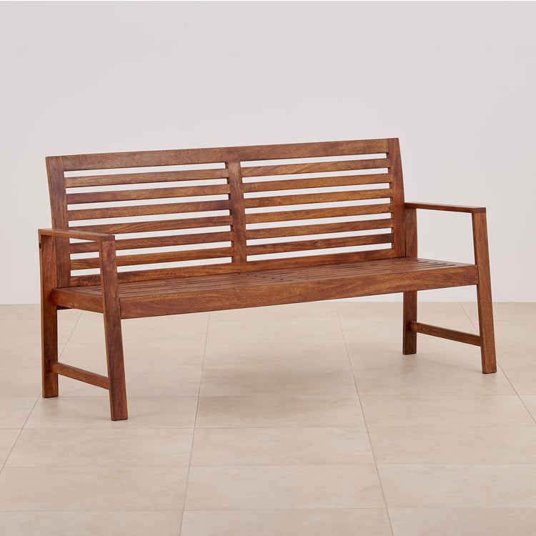 Romero Mango Wood 2-Seater Bench with Backrest - Brown