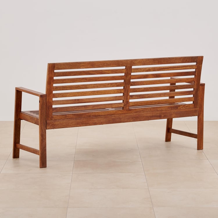 Romero Mango Wood 2-Seater Bench with Backrest - Brown