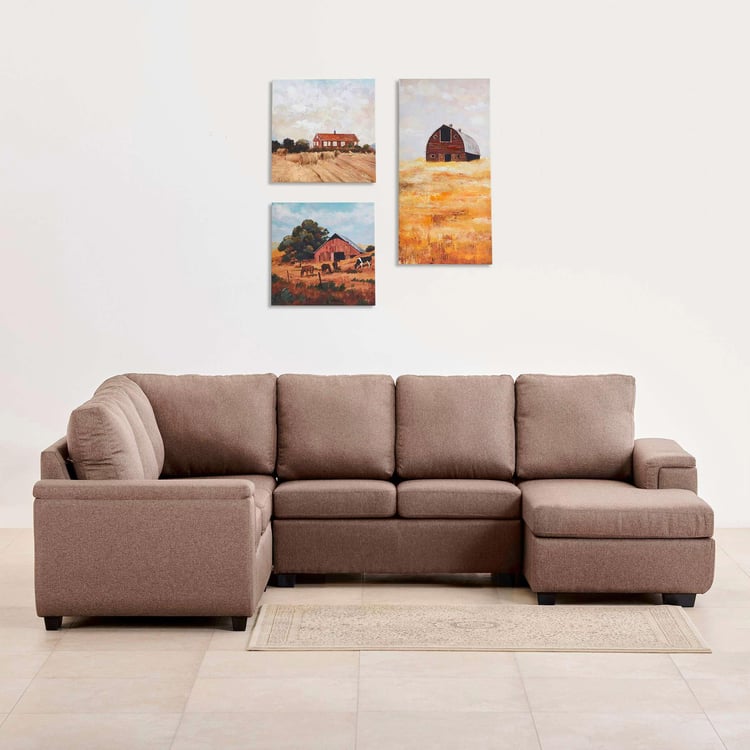 Signature Fabric 5-Seater Sectional Sofa with Right Chaise - Brown