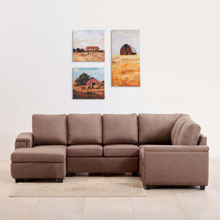 Signature Fabric 5-Seater Sectional Sofa with Left Chaise - Brown