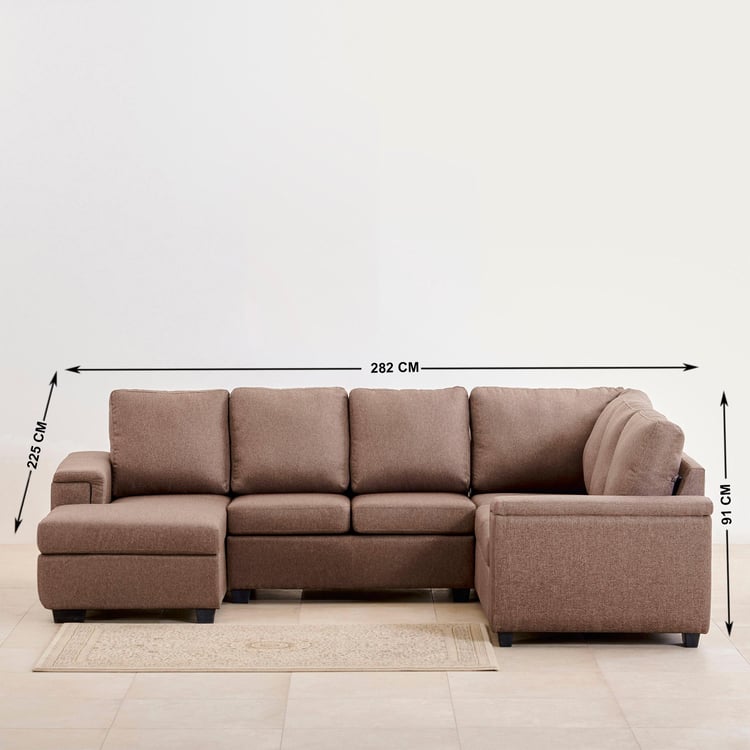 Signature Fabric 5-Seater Sectional Sofa with Left Chaise - Brown