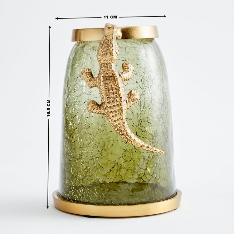 Tropical Glass Crocodile Textured Vase