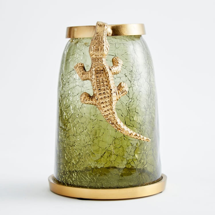 Tropical Glass Crocodile Textured Vase