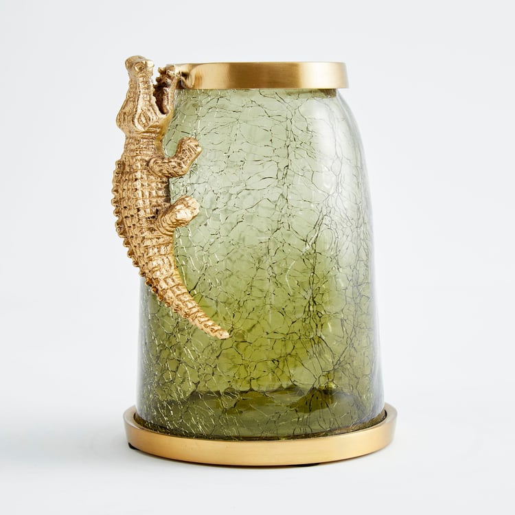 Tropical Glass Crocodile Textured Vase