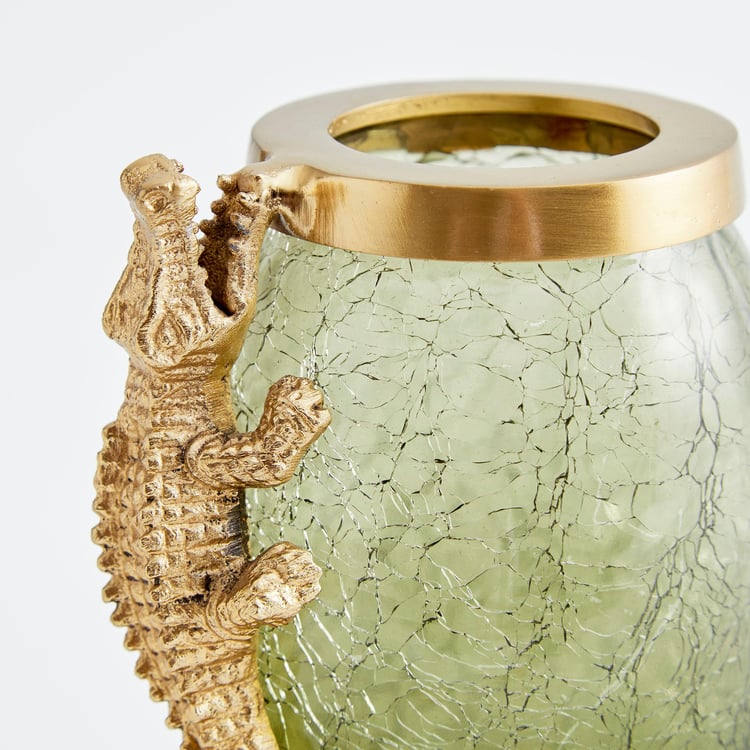 Tropical Glass Crocodile Textured Vase