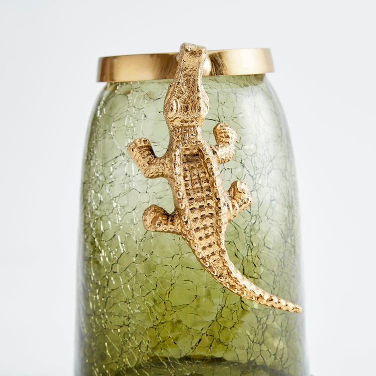 Tropical Glass Crocodile Textured Vase