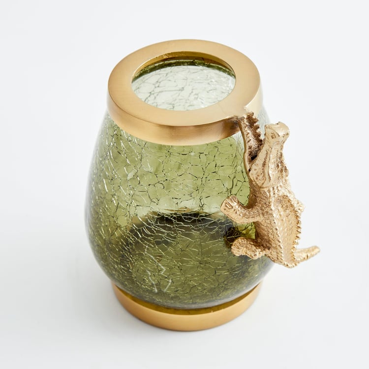 Tropical Embellished Crocodile Glass Oval Vase